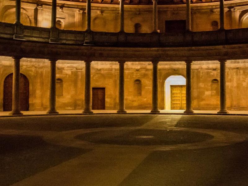 Palace of Charles V illuminated at night