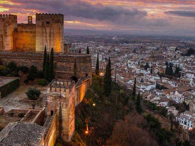 Granada at sunset seen from the Alhambra